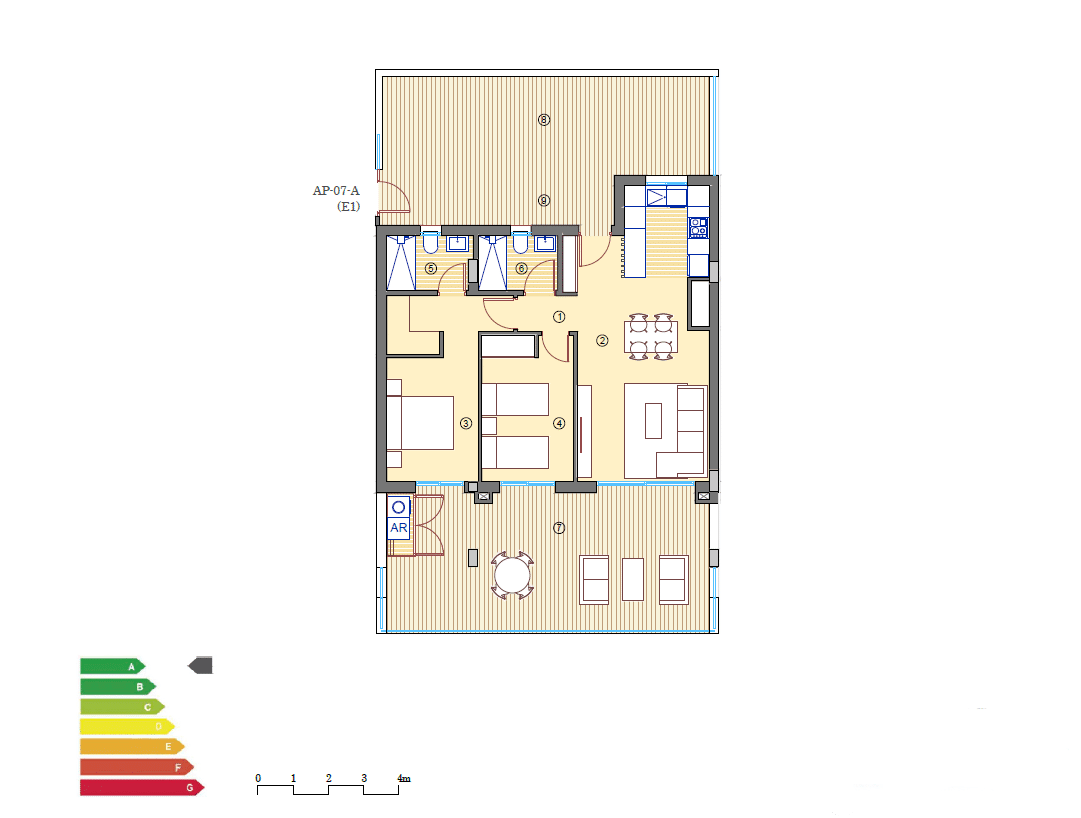 Gelijkvloerse penthouse met 2 balkons